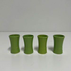 Set of four Jim Bean 1982 Green Ceramic shot glasses Vintage Collectible